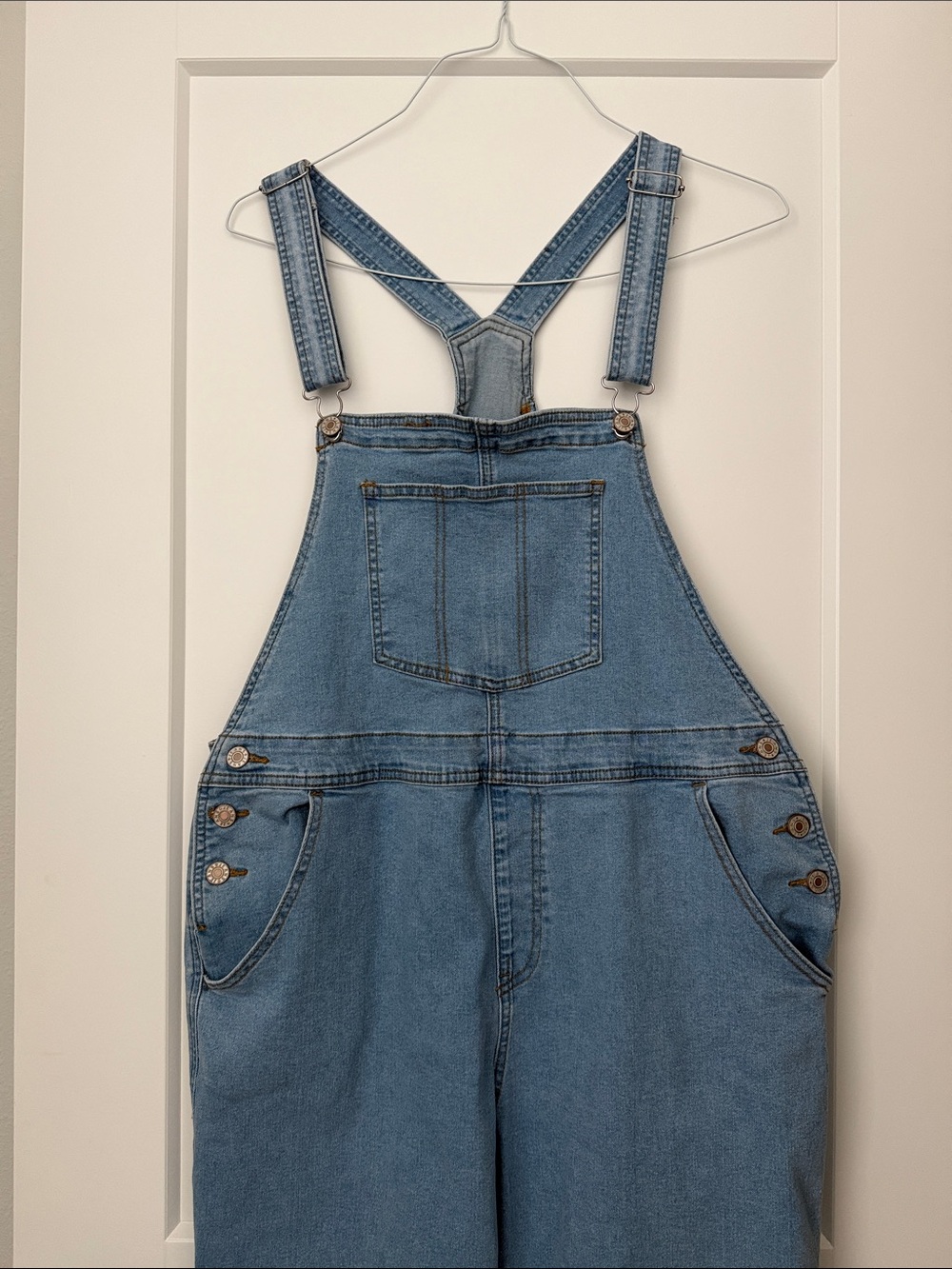 Classic Cotton Blend Light Blue Denim Overalls - Picture 3 of 8